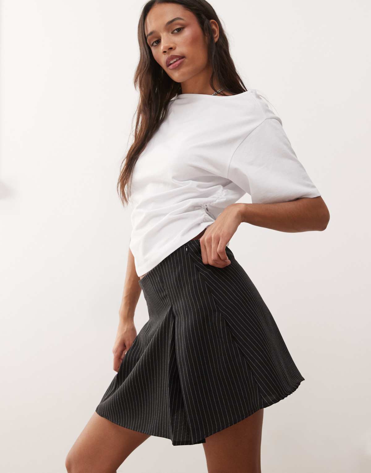 Reclaimed Vintage mini skort in pinstripe