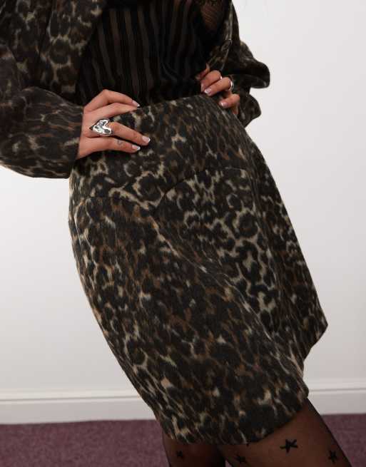 Reclaimed Vintage mini tailored skirt in leopard print