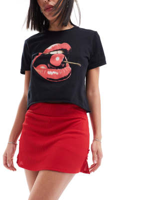 Neon Rose - Minigonna In Maglia Rossa Con Tasche In Coordinato - Foto 8