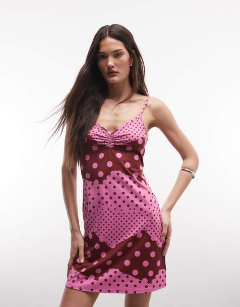 Reclaimed Vintage – Minikleid in Rosa mit Polka Dots im Patchworkdesign - view 1