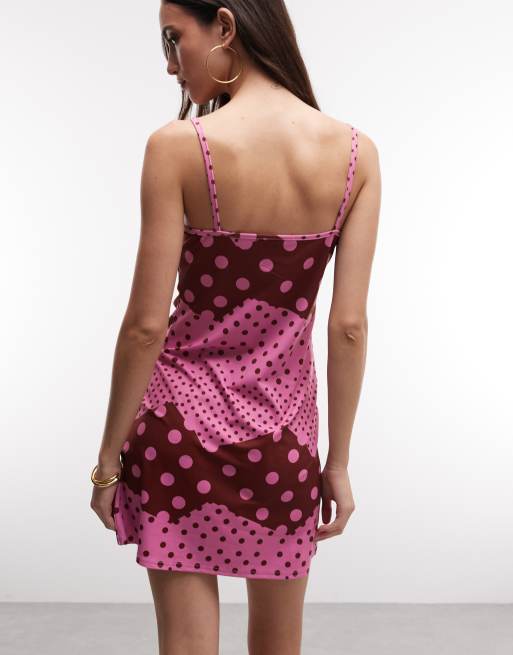 Reclaimed Vintage – Minikleid in Rosa mit Polka Dots im Patchworkdesign, 4 von 4