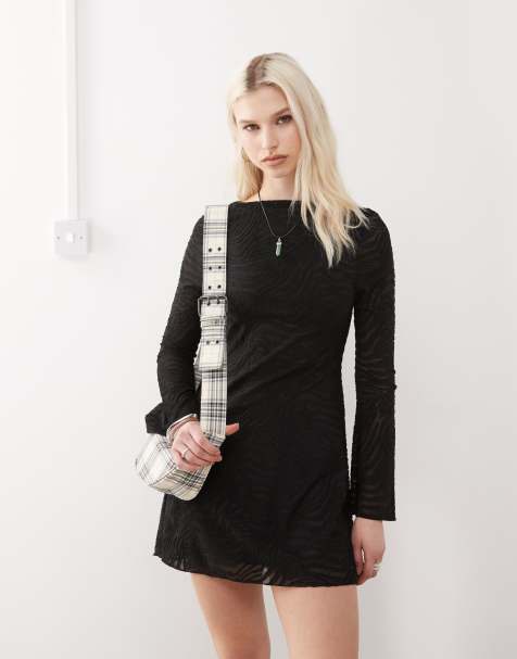 Reclaimed Vintage – Minikleid in Schwarz mit Zebramuster und Flügelärmeln - view 1