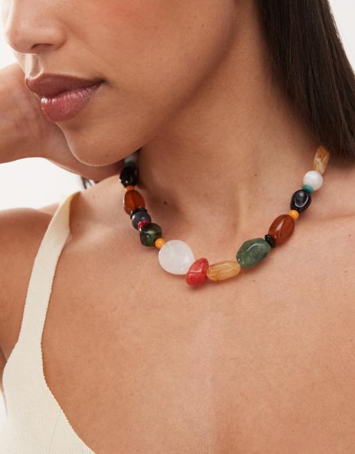 Reclaimed Vintage - Mismatch ketting met kralen in verschillende kleuren