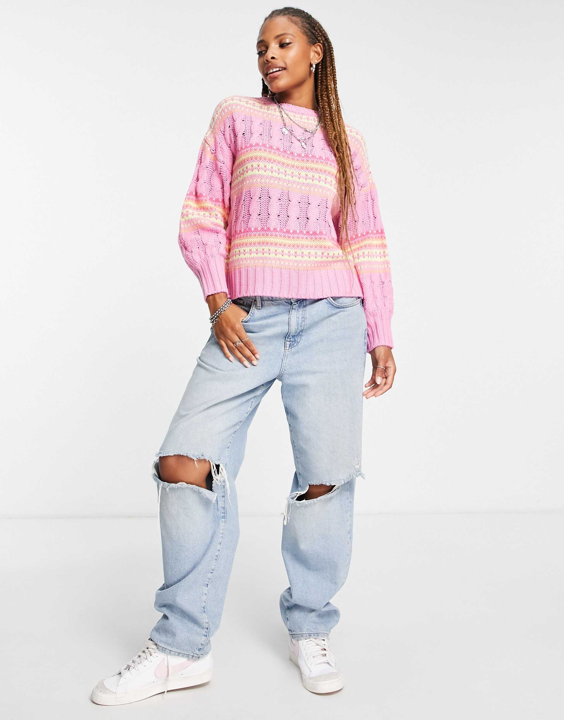 Reclaimed Vintage mixed cable fairlise jumper