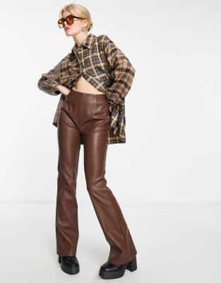 Reclaimed Vintage mixed check shirt in brown - ASOS Price Checker