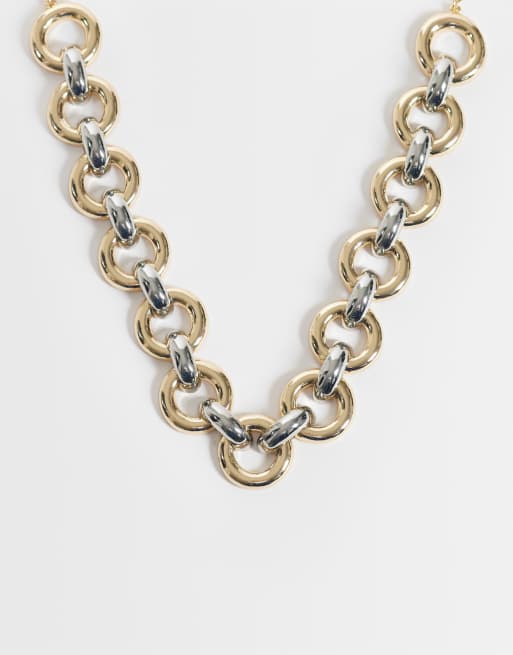 Reclaimed Vintage mixed metal chunky neckchain in gold