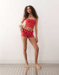 [Reclaimed Vintage] Reclaimed Vintage mixed polka dot print micro shorts in red (Part of a set) S Red