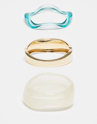 Reclaimed Vintage Reclaimed Vintage mixed resin bangle 3 pack-Multi