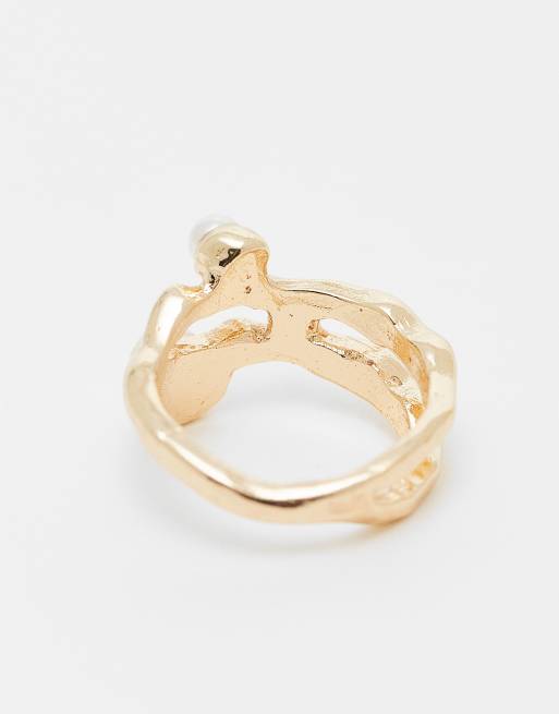 Reclaimed Vintage - Mooie gouden ring met pareltjes, 2 van 3