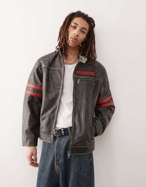 Reclaimed Vintage – Motorjacka i äkta läder - view 1