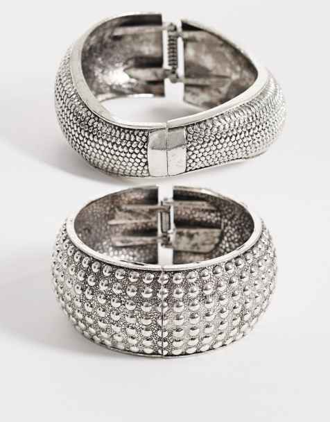 Reclaimed Vintage multi pack bangles in burnished silver tone - view 1