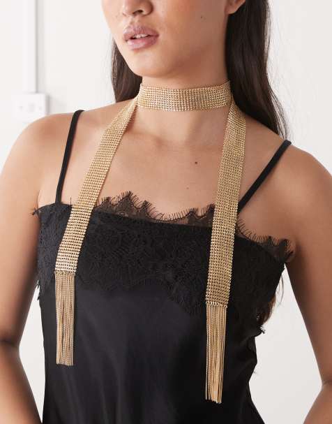 Reclaimed Vintage - Multi-wear ketting-sjaal van maliënkolder in goud - view 1