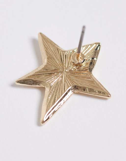 Reclaimed Vintage - Multipack oorbellen met gesmolten ster in goud, 3 van 4