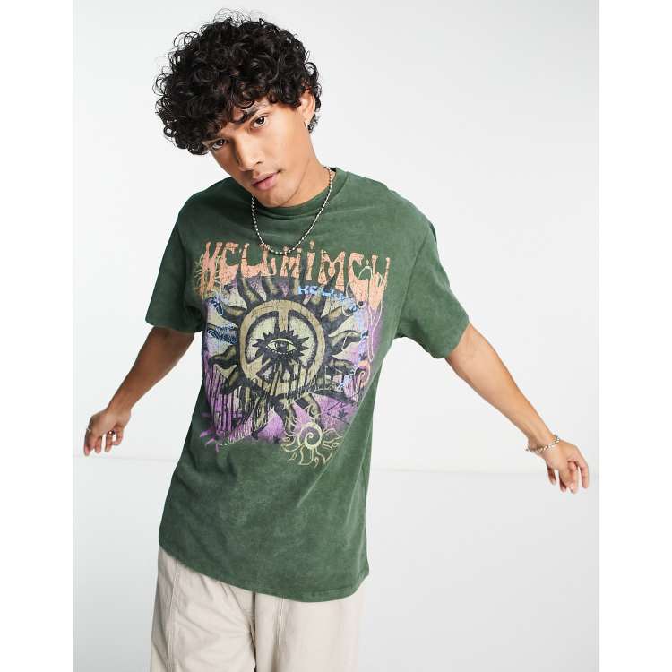 Reclaimed Vintage mystic eye t-shirt in deep green