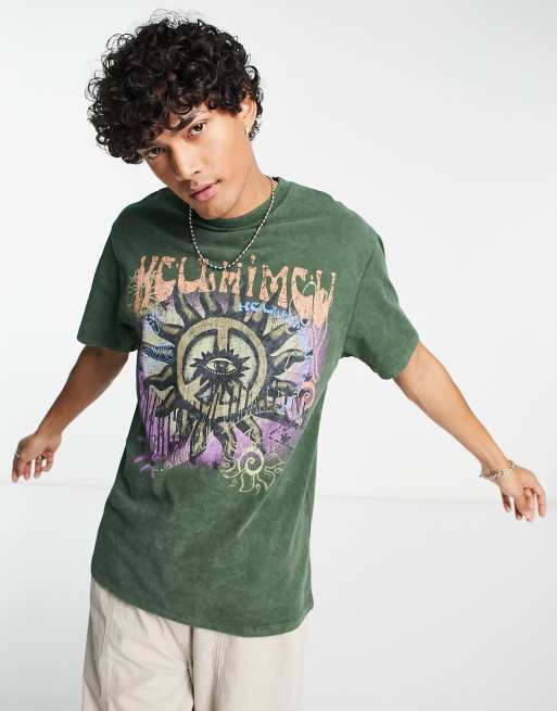 Reclaimed Vintage mystic eye t shirt in deep green