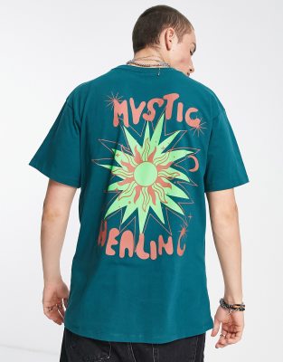 Reclaimed Vintage mystic healing t shirt in navy ASOS