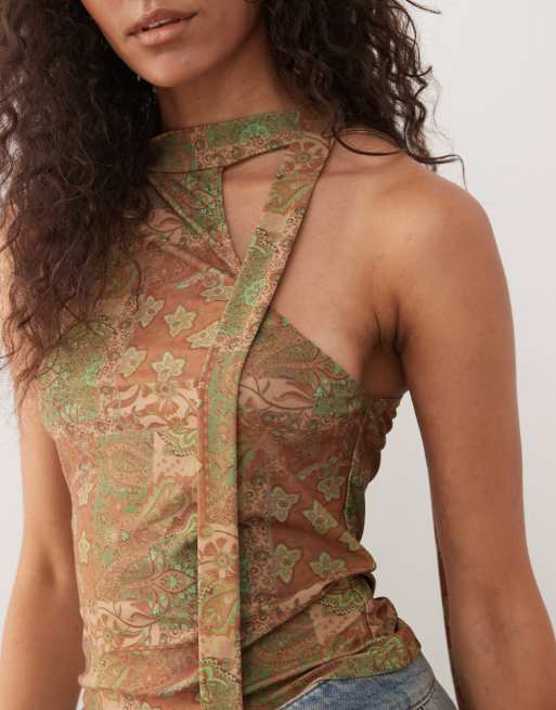Reclaimed Vintage – Neckholder-Top mit Schal-Detail und Boho-Kachelmuster, 2 von 4