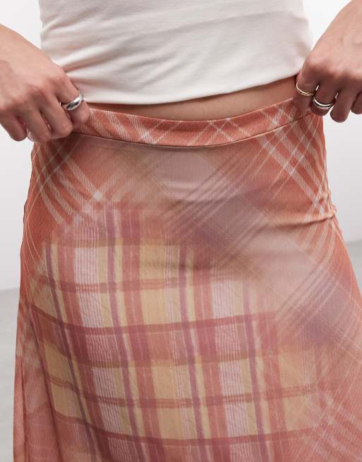 Reclaimed Vintage nederdel med tern i maxilængde, 4 af 5