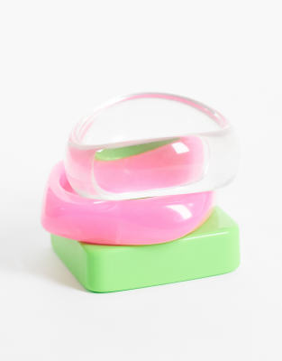 Reclaimed Vintage Neon Bangles 3 Pack-multi In Multi