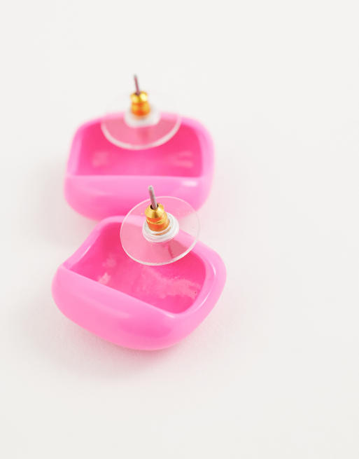 Reclaimed Vintage neonfarbene Ohrstecker in Pink, 3 von 4