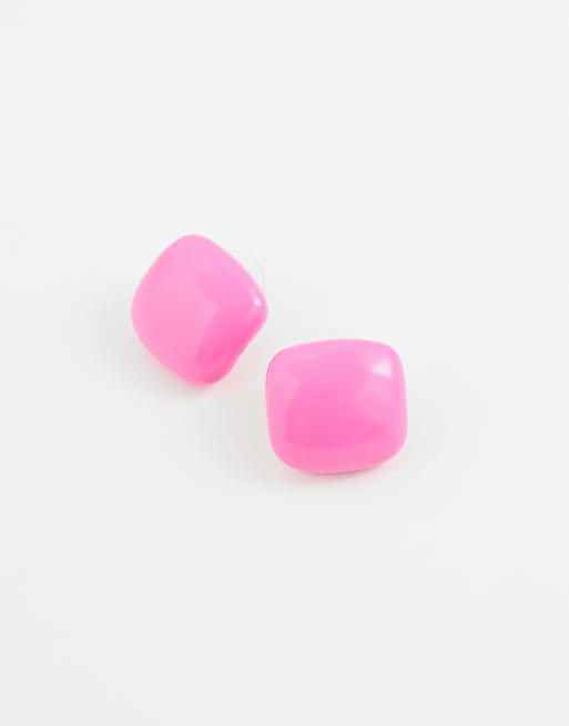 Reclaimed Vintage neonfarbene Ohrstecker in Pink, 4 von 4