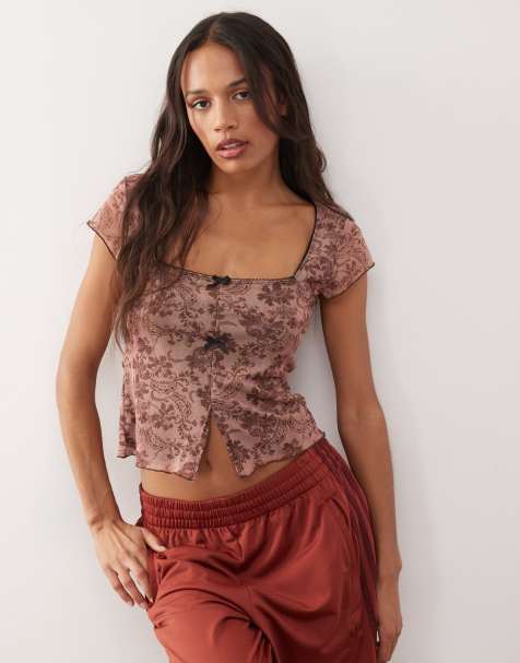 Reclaimed Vintage – Netzstoff-Top mit Paisley-Print und quadratischem Ausschnitt - view 1