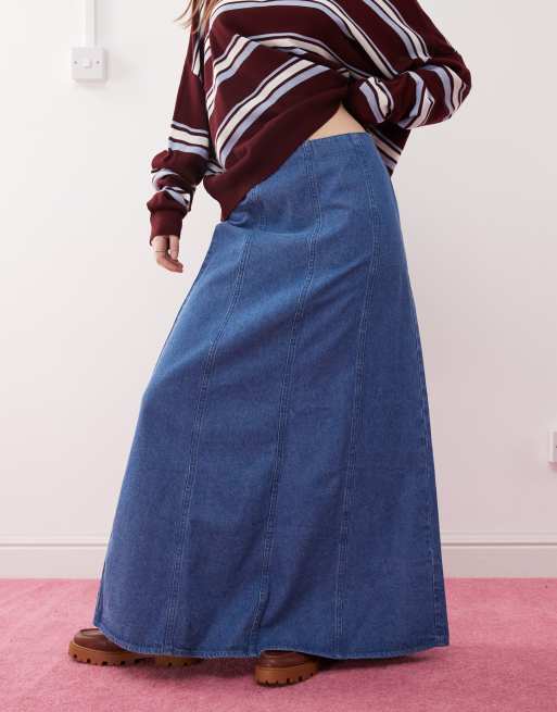 Reclaimed Vintage – Niebieska jeansowa spódnica maxi , 2 z 5