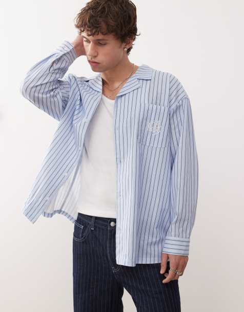 Reclaimed Vintage long sleeve blue pinstripe shirt