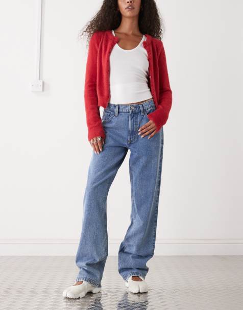Reclaimed Vintage straight leg denim jean in mid blue
