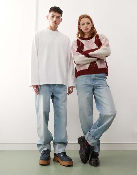 Reclaimed Vintage – Niebieskie kowbojskie jeansy dad unisex o obszernym kroju - view 1