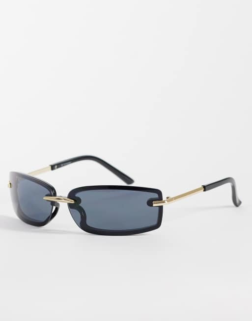 Reclaimed Vintage - Occhiali da sole avvolgenti unisex neri, 1 di 3