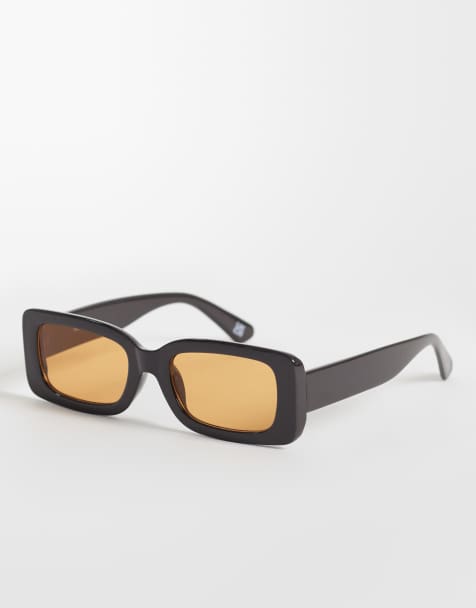 Reclaimed Vintage occhiali da sole fashion squadrati slim anni '90 con lenti ambra in marrone scuro - view 1