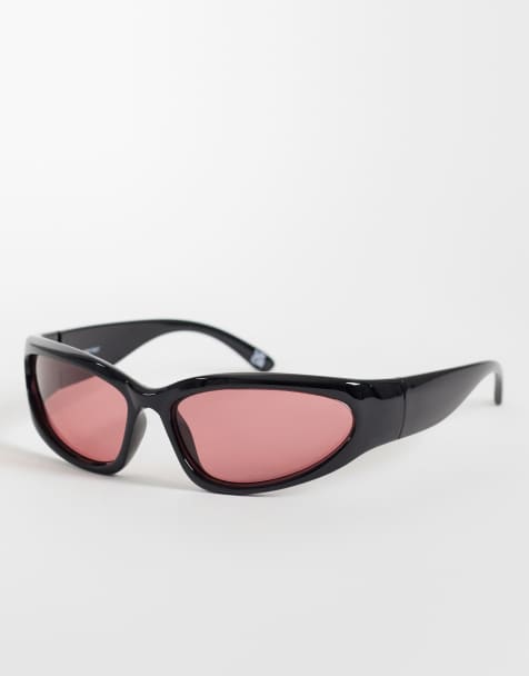 Reclaimed Vintage occhiali da sole soft anni '90 con lenti rosse neri - view 1