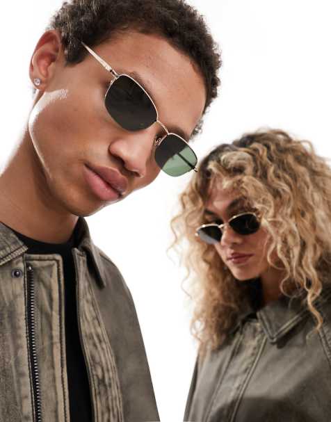 Reclaimed Vintage - Occhiali da sole unisex neri con montatura a D - view 1