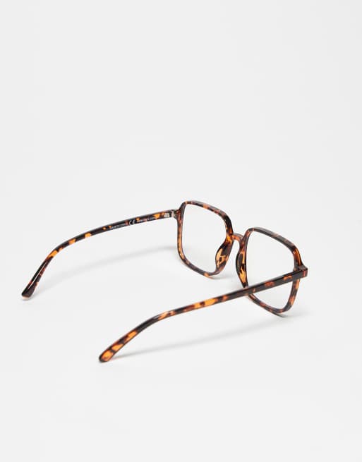 Reclaimed Vintage - Occhiali per luce blu oversize unisex anni '70 marrone tartarugato, 2 di 3