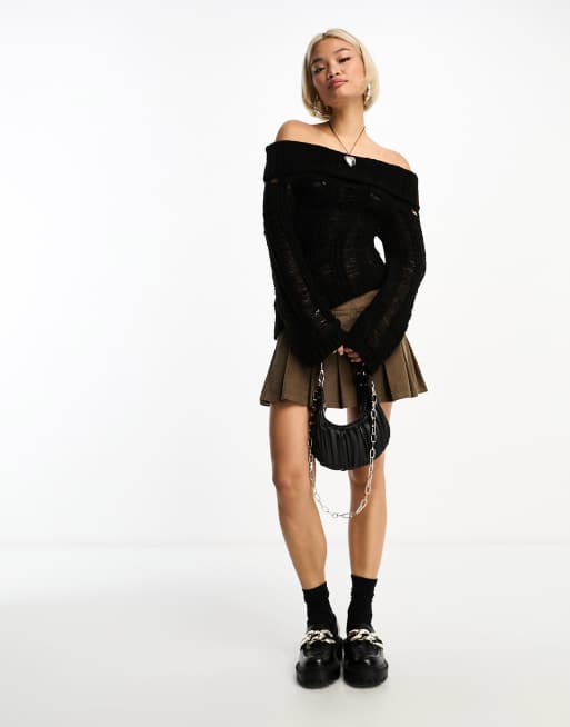 Reclaimed Vintage off shoulder laddered top ASOS