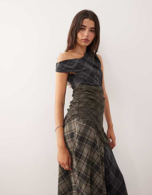 green maternity cocktail dress Pumpkin Patch Perfect Plaid Midi Dress L / windsor-wine main image 0
