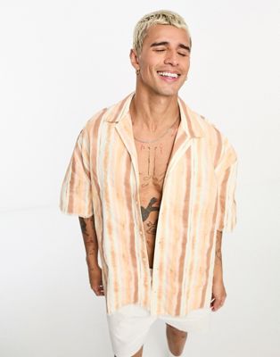 Reclaimed Vintage oversized short sleeve waffle shirt in ombre