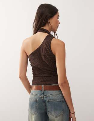 Reclaimed Vintage One Shoulder Scarf Top In Brown