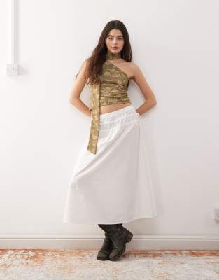 Reclaimed Vintage One Shoulder Scarf Top In Green