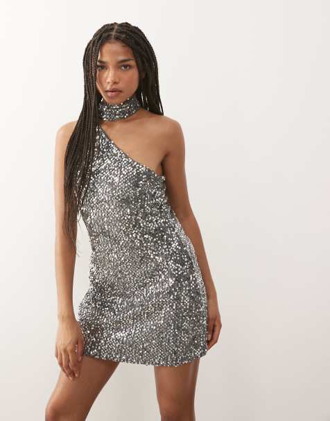 Reclaimed Vintage one shoulder sequin scarf mini dress - view 1