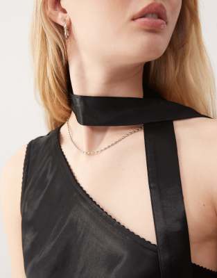 Reclaimed Vintage One Shoulder Top With Scarf Detail In Black