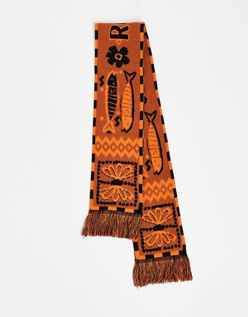Reclaimed Vintage – Orange halsduk i unisex-modell med grafiskt skatemönster