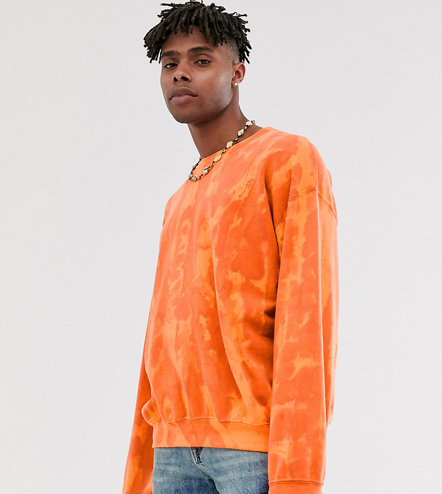 Reclaimed Vintage – Orange stentvättad sweatshirt