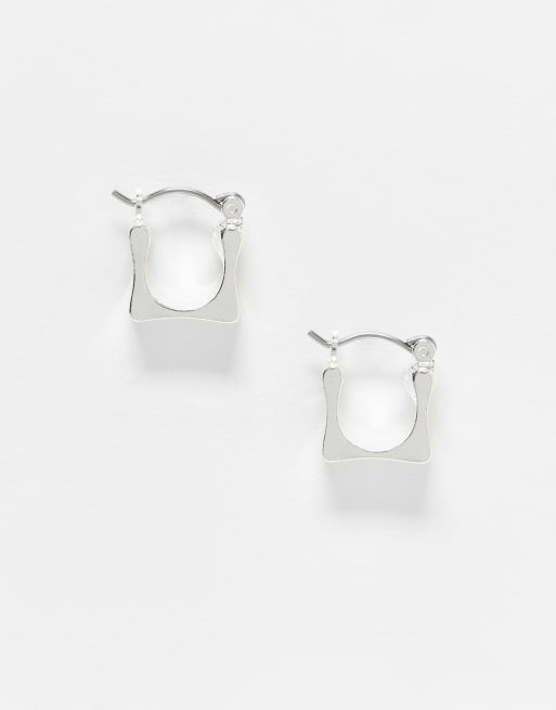 Reclaimed Vintage - Orecchini a cerchio squadrati unisex color argento