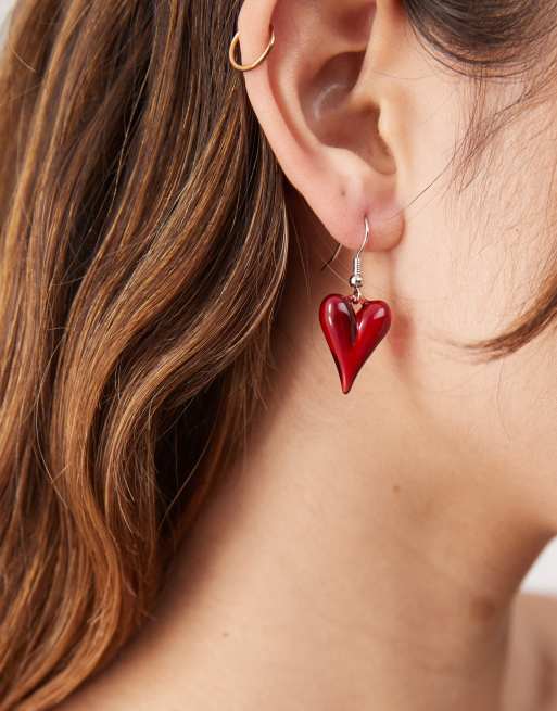 Reclaimed Vintage - Orecchini a forma di cuore in finto vetro