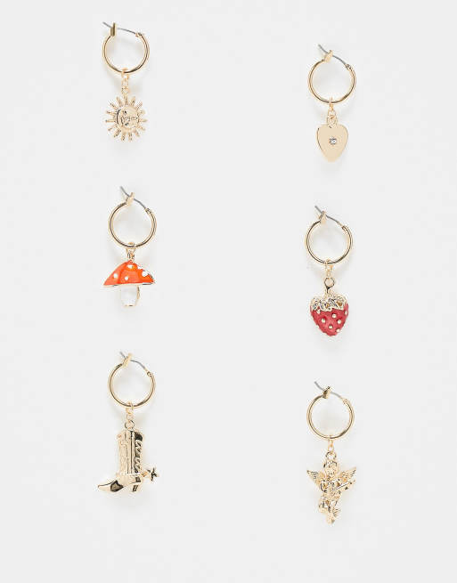 Reclaimed Vintage - Orecchini mix and match con charms