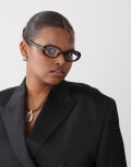 [Reclaimed Vintage] Reclaimed Vintage oval blue light glasses in black One Size black