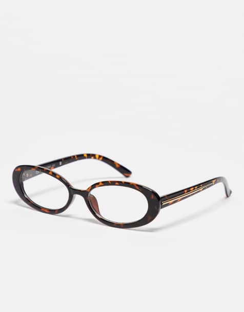 Reclaimed Vintage oval blue light glasses in tortoiseshell - view 1