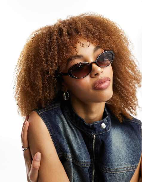 Reclaimed Vintage - Ovale og brune 90'er-solbriller - view 1